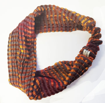Silk Devore Headband - Copper stripes