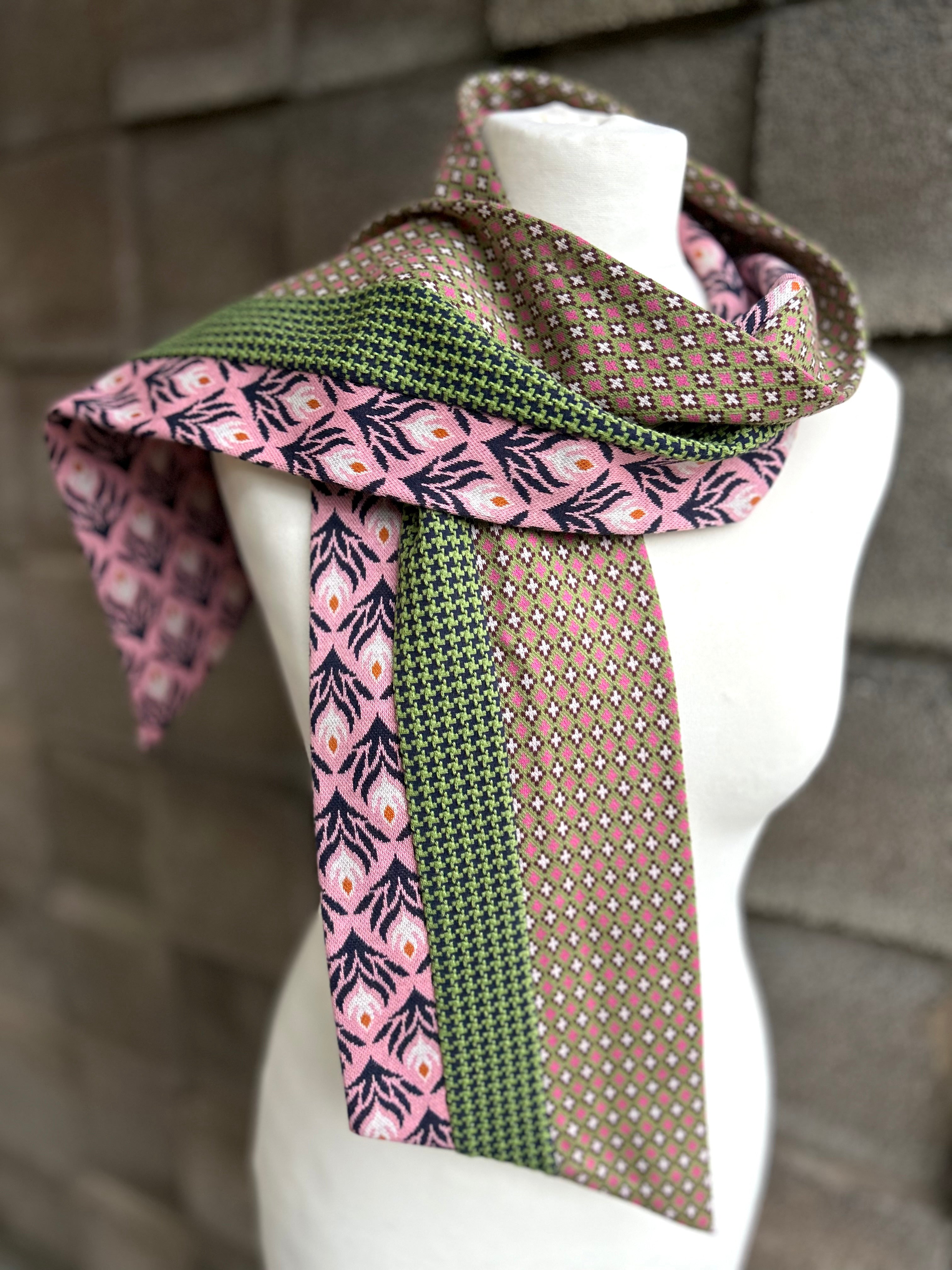 Organic cotton Patchwork scarf Vintage Greens –
