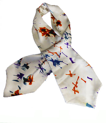 Hand-painted cravat scarf - Brush strokes 227a