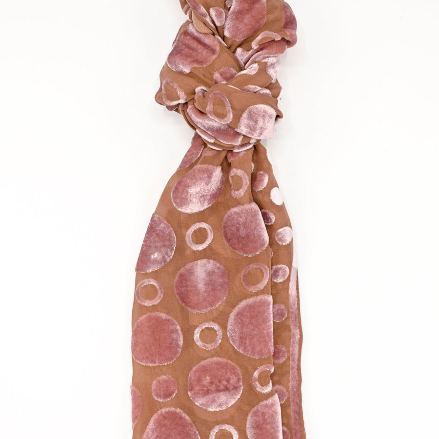 Hand-dyed scarf - Spotty -Tangerine pink