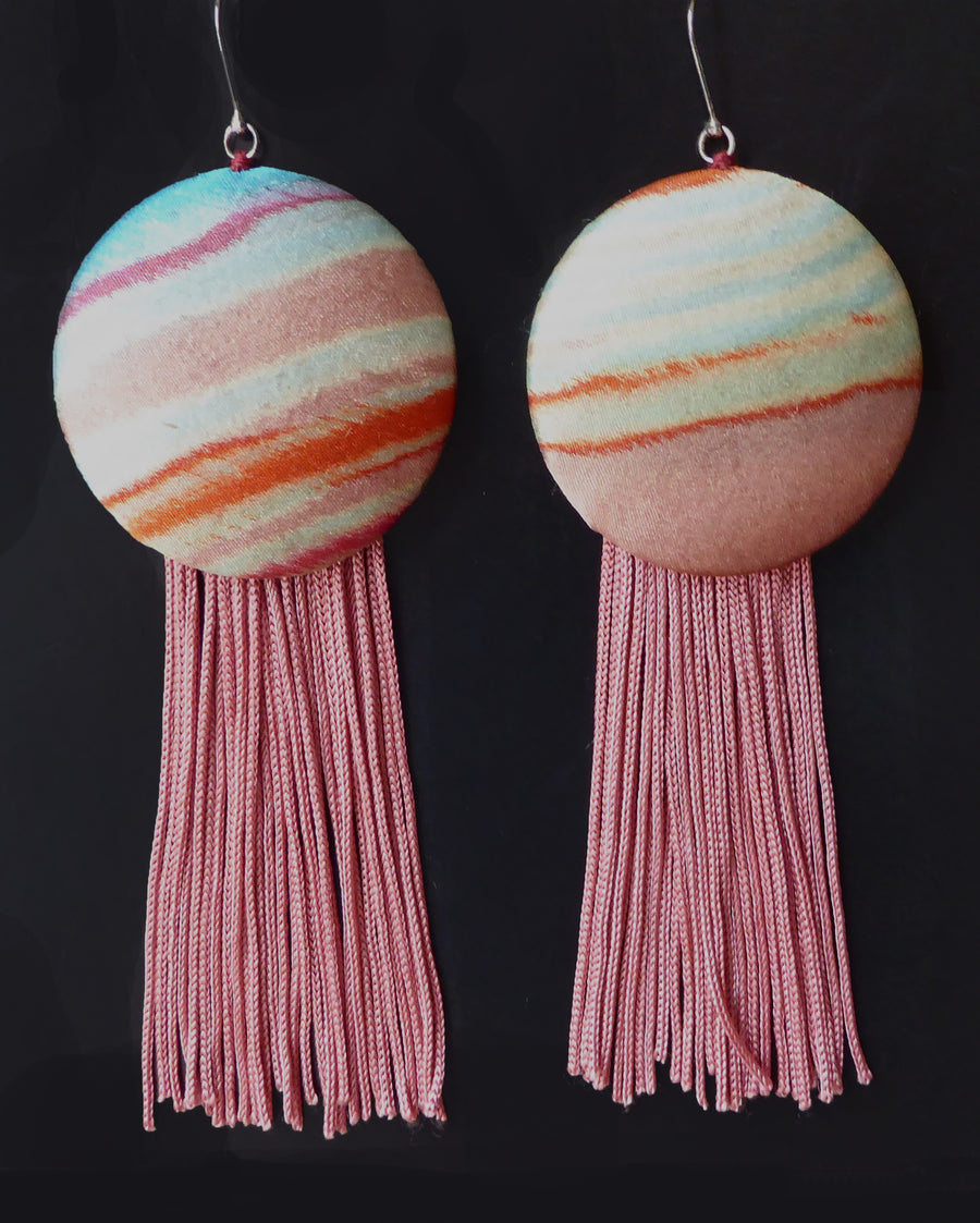 Silk satin Earrings - Pink Tassels