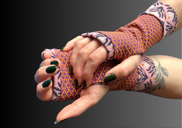 Organic cotton Wristees-Pink flower and Orange waffle