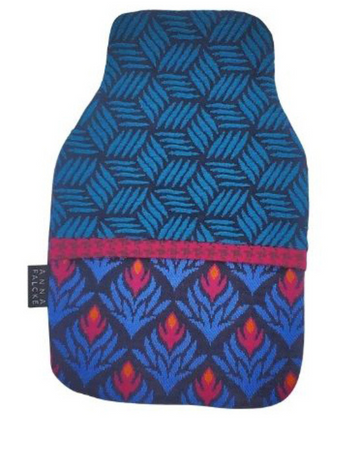 Blue Cross Hatch Organic Cotton Hot Water Bottle