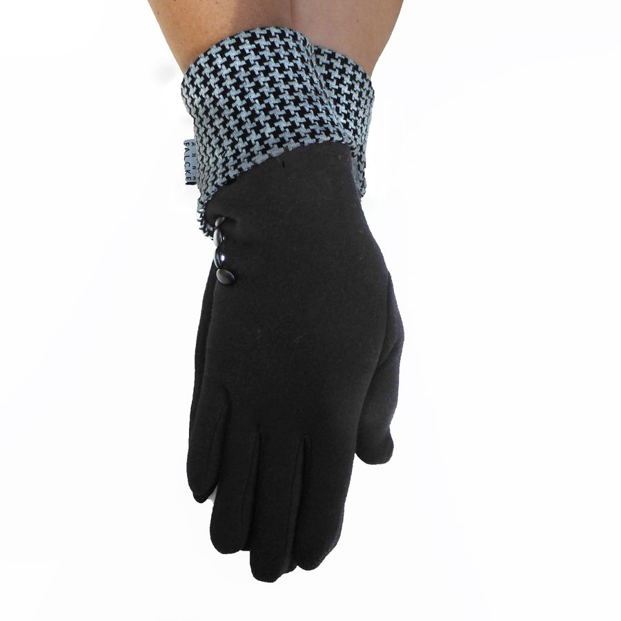 Organic cotton glove - B & W Dogtooth