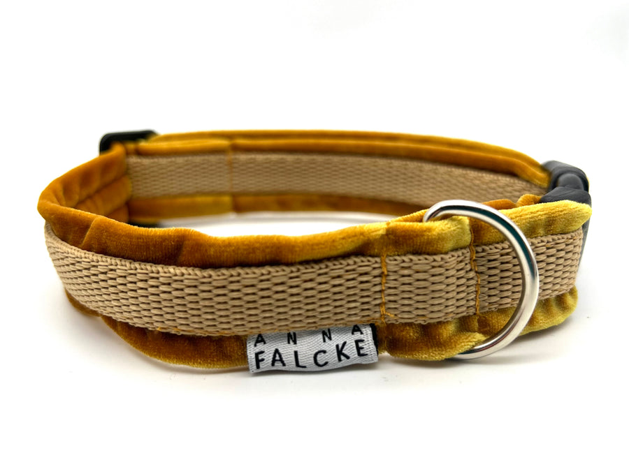 Sumptuous velvet- Luxury Dog Lead set - mustard