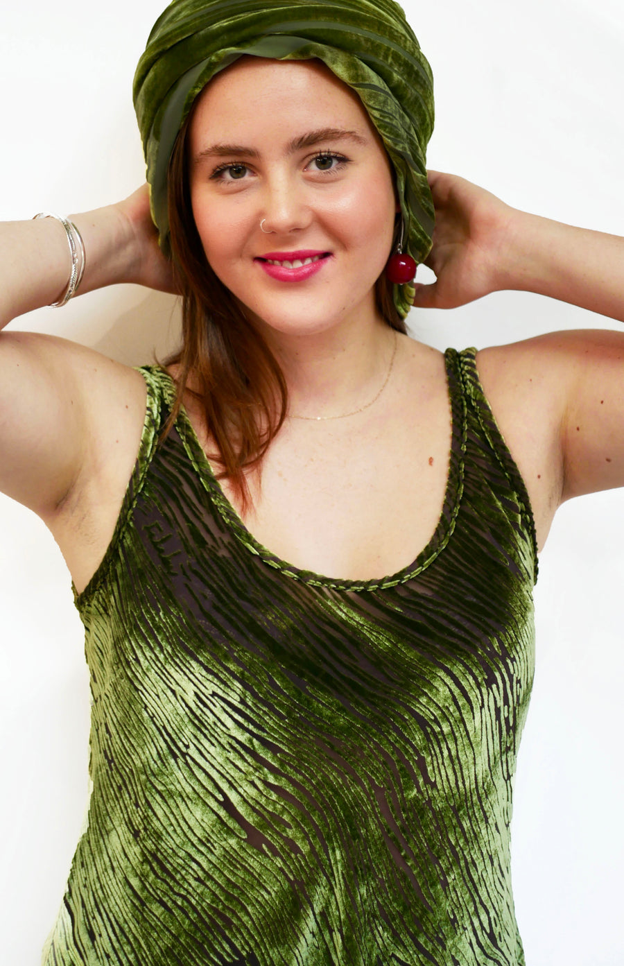 Hand-dyed Cami top - Greens