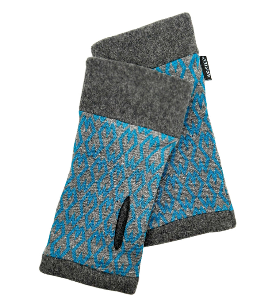 Organic cotton Wristees & snood set - Teal Loveheart