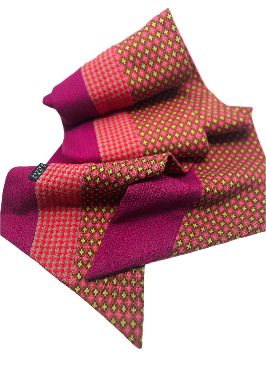 Organic cotton Patchwork scarf - Vintage Rusts and Magenta