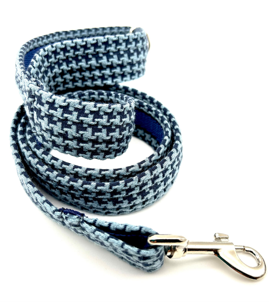 Blue dogtooth Design - Luxury Dog Lead set