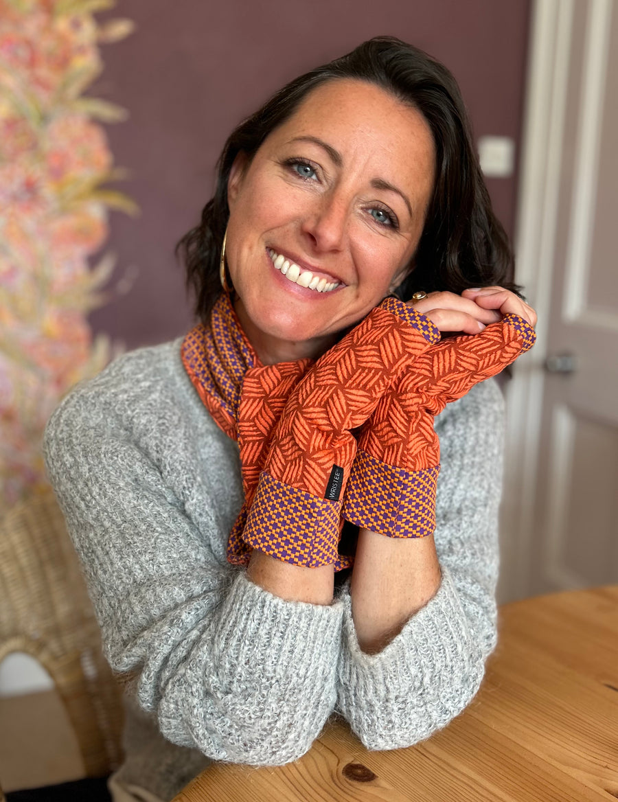 Organic cotton Wristees-Orange waffle