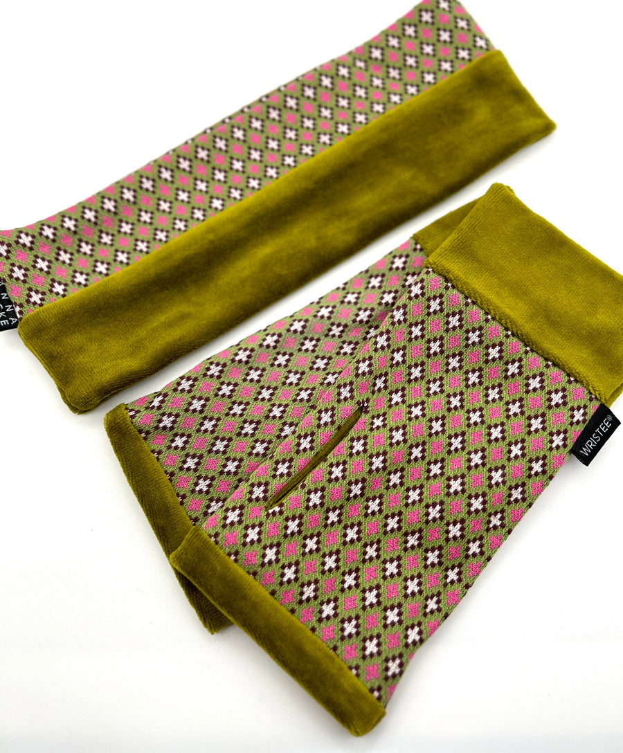 Organic cotton Wristees & Hairband set - Vintage Chartreuse