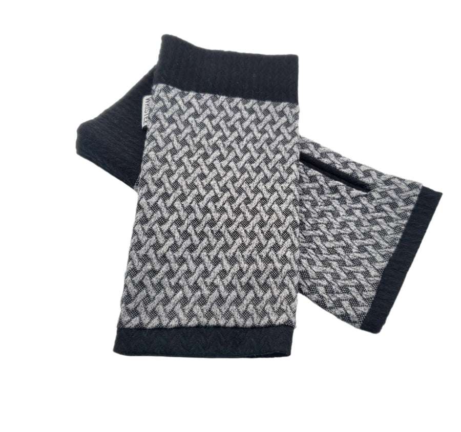 Organic Jacquard cotton wristees - Silver fenceknit