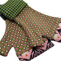 Organic cotton wristees with thumb - Vintage patchwork - green