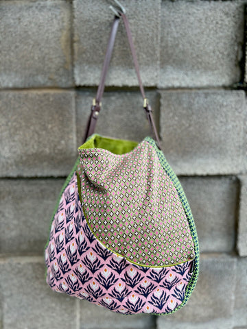 Organic cotton Patchwork bag - vintage greens