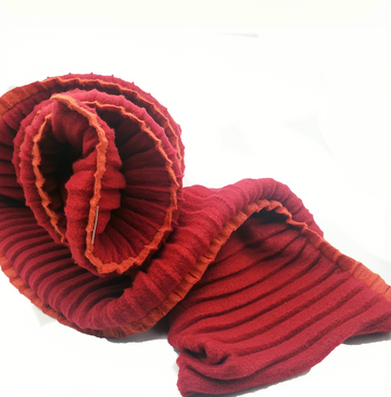 Super warm scarf -Red with rust trim