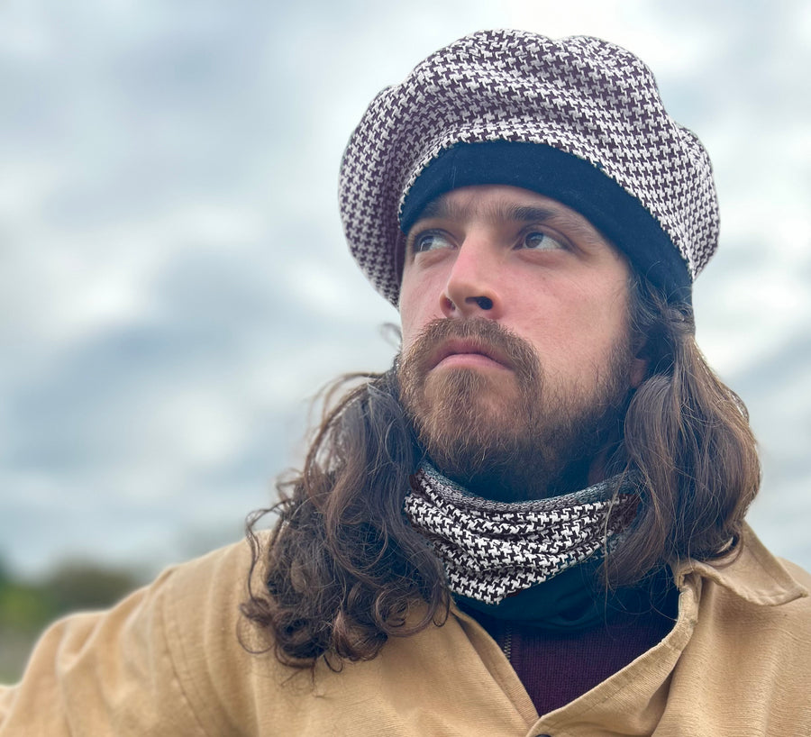 Beret- B&W Dogtooth M/L