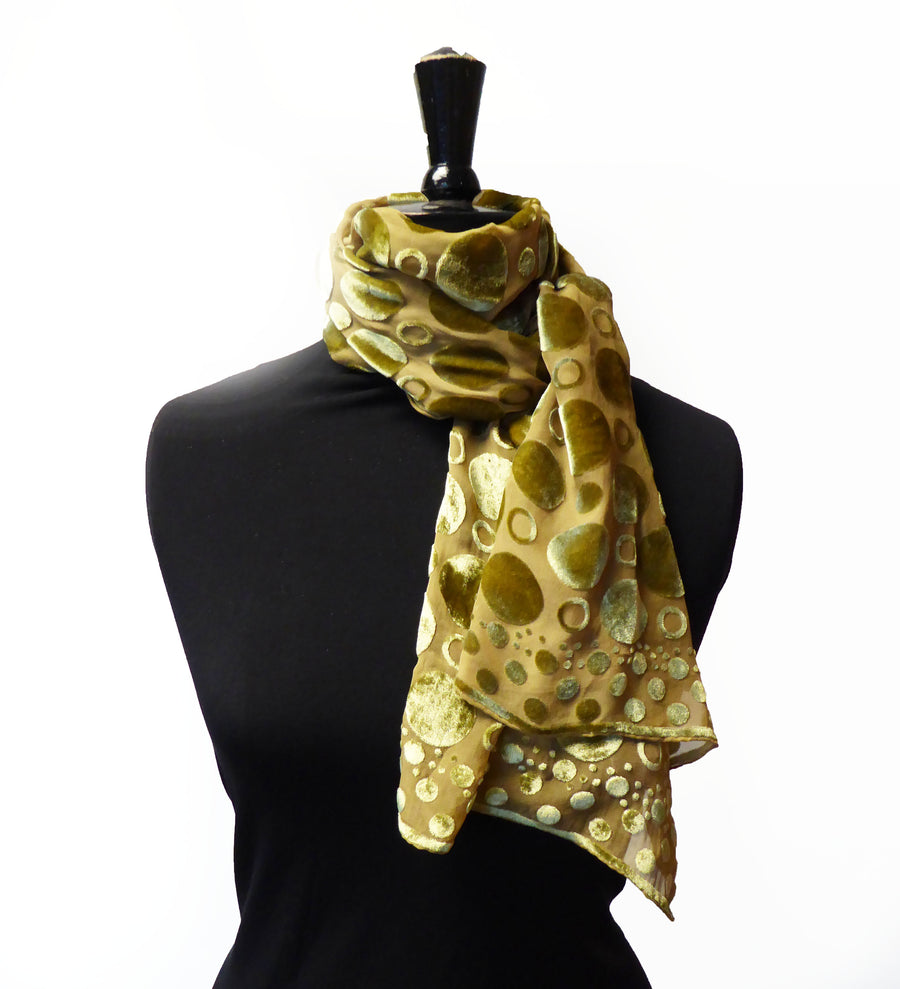 Hand-dyed Scarf - Spotty in Gold