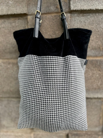 Organic cotton Tote bag -  Black dogtooth