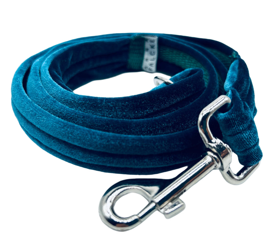 Sumptuous velvet- Luxury Dog Lead  - Teal