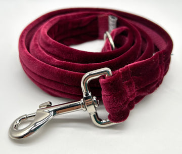 Sumptuous velvet- Luxury Dog Lead  - Berry