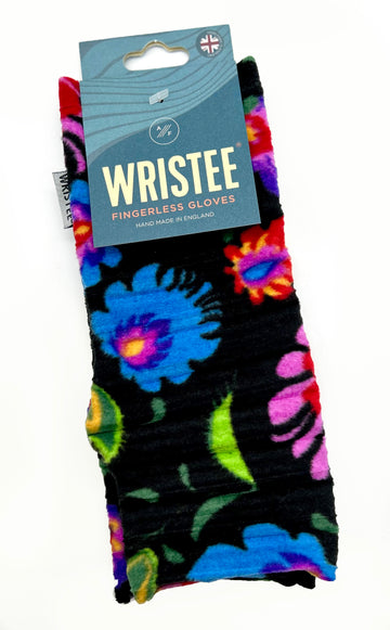 Wristees® Fingerless Gloves - Black Flower