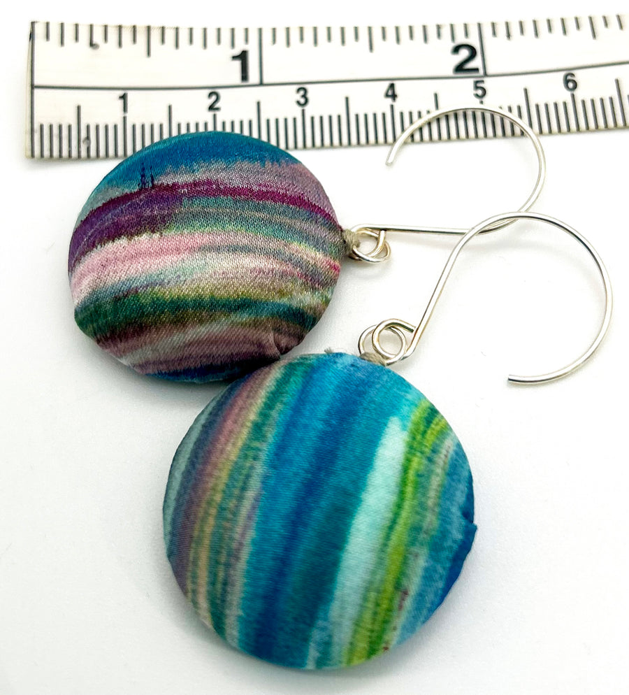 Hand painted silk satin domne Earrings - mulit