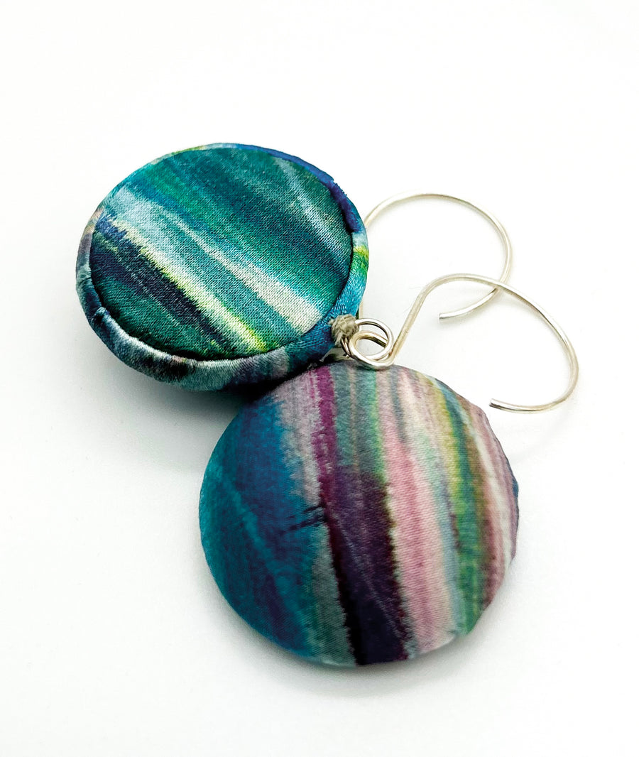 Hand painted silk satin domne Earrings - mulit