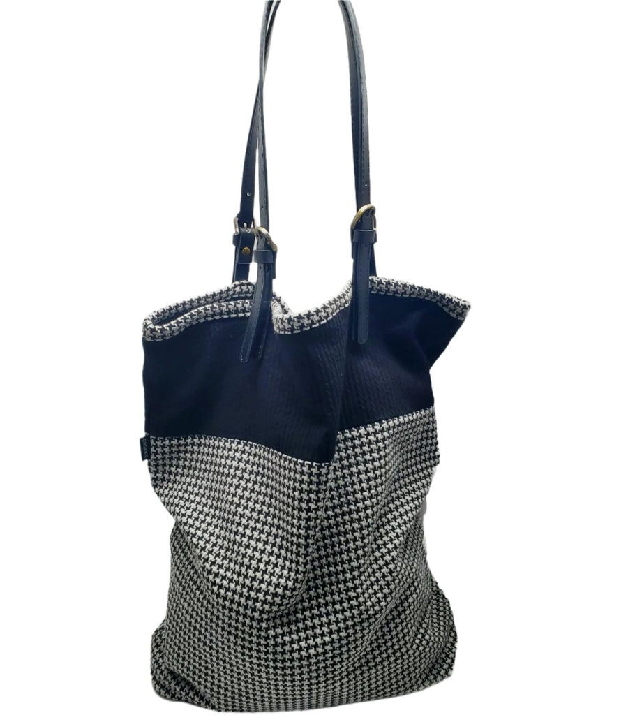 Organic cotton Tote bag -  Black dogtooth