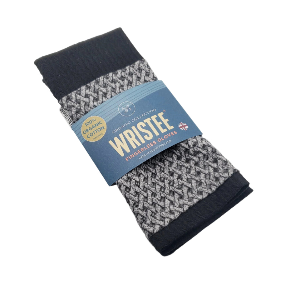 Organic Jacquard cotton wristees - Silver fenceknit