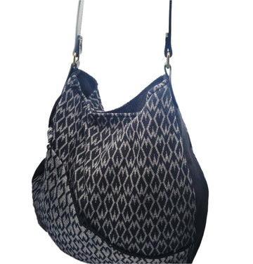 Organic cotton Patchwork bag -  Black loveheart