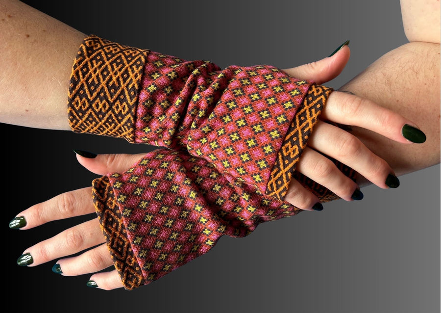 Organic cotton Wristees- Rust aztec and Rust vintage