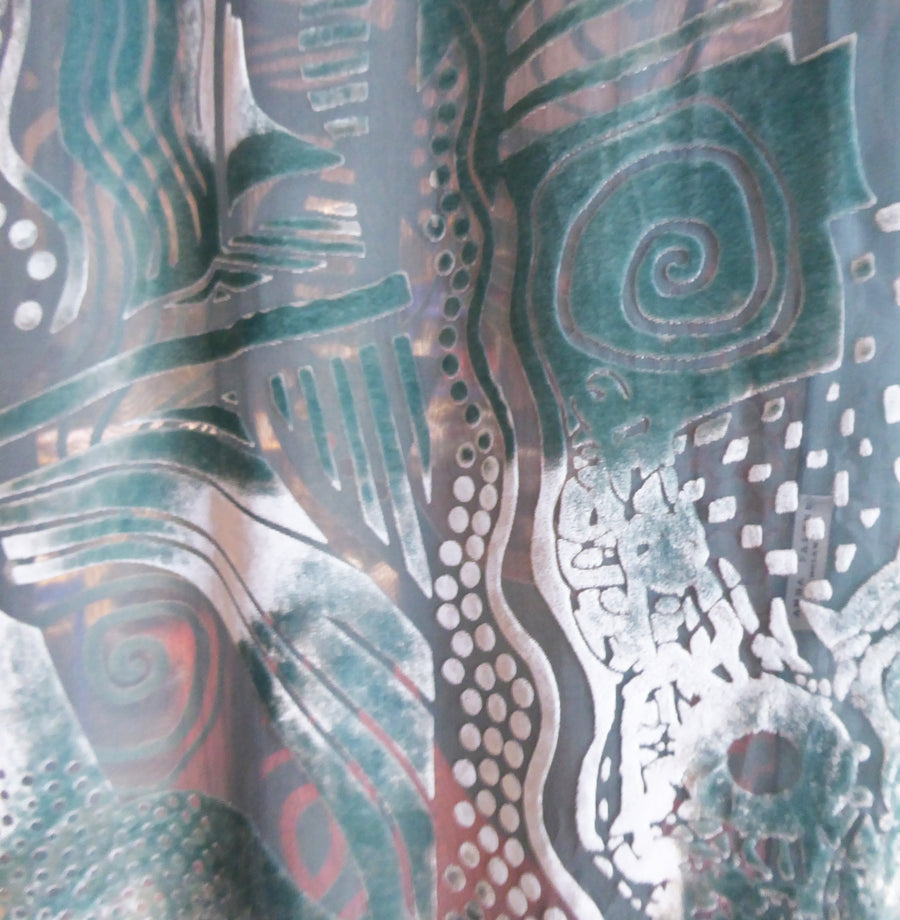 Hand-dyed wrap- Abstract - Turkish blues