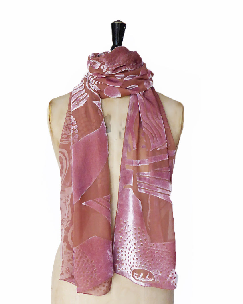 Hand-dyed wrap - Abstract - Flamingo pink