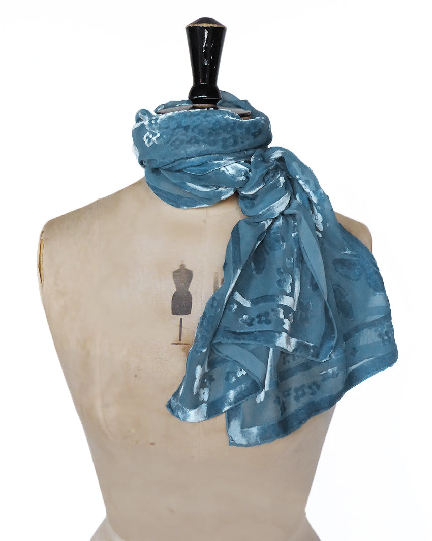 Hand-dyed scarf - Butterfly in Seafoam blue