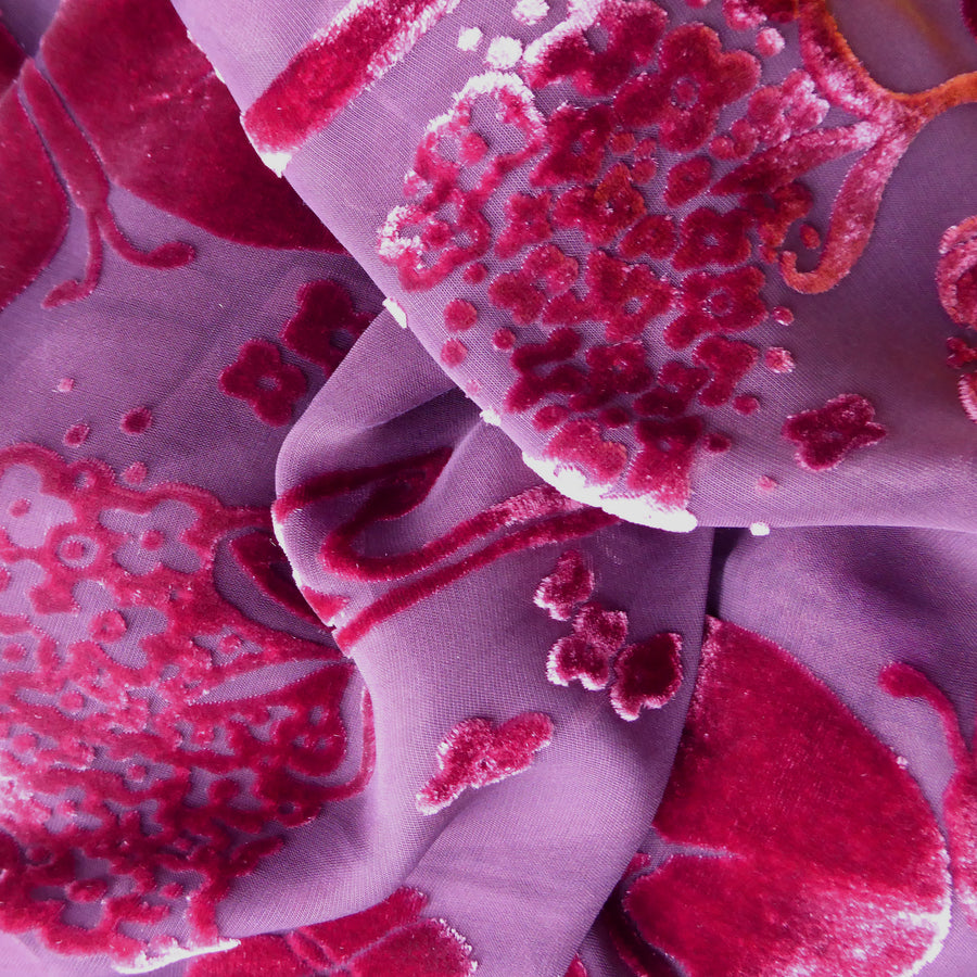 Hand-dyed scarf - Butterfly in Magenta