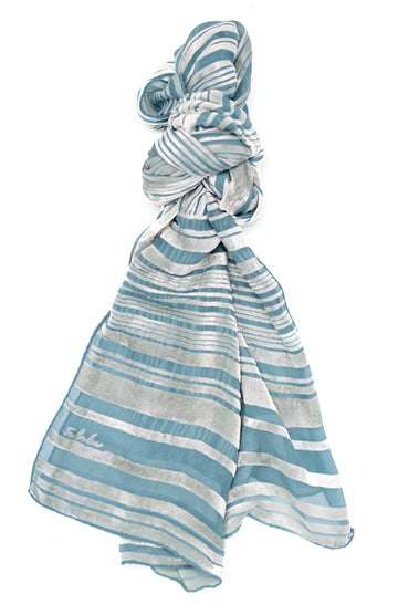 Hand-dyed wrap - Stripes - Sky blue