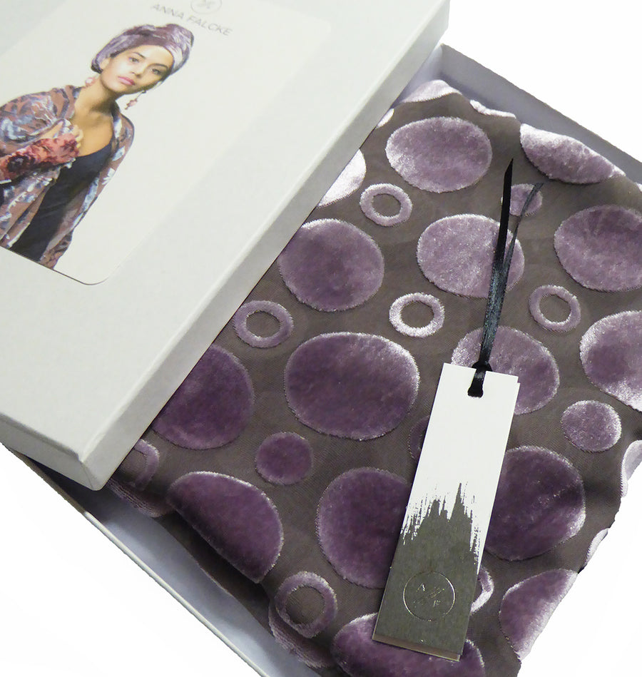 Hand-dyed scarf - Spotty in powder violet