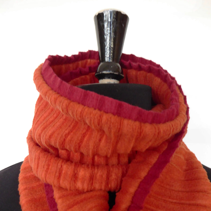 Super warm scarf -Rust with red trim