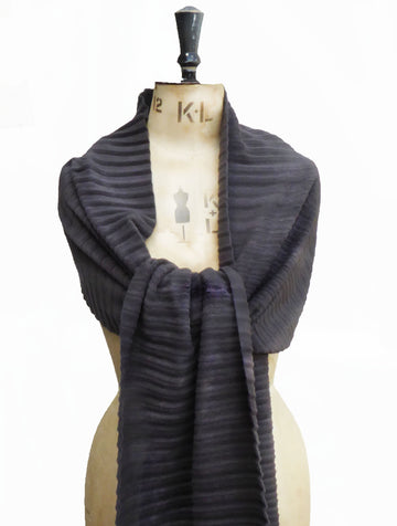 Long Pleated Scarf - Charcoal