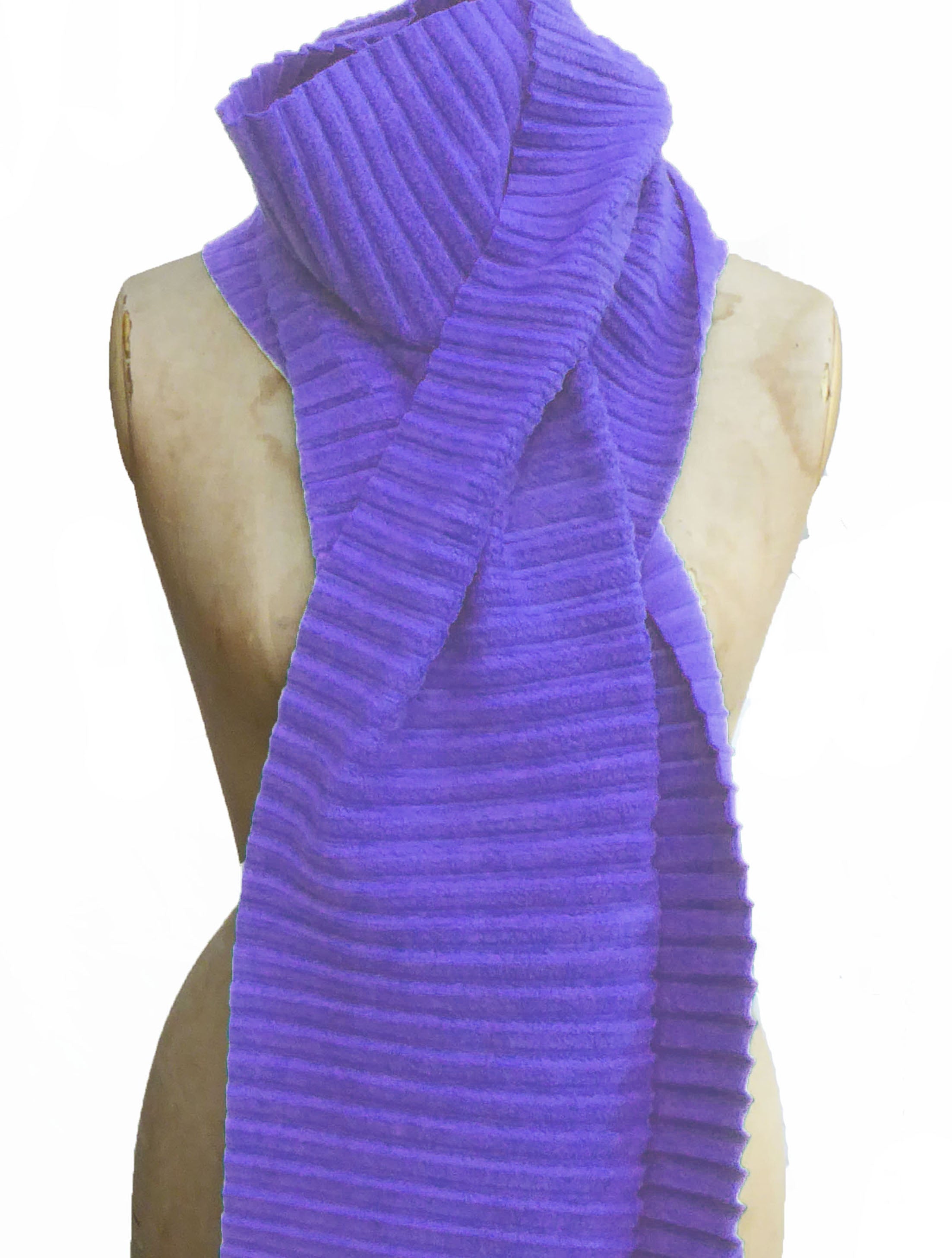 Long Pleated Scarf - Sky blue