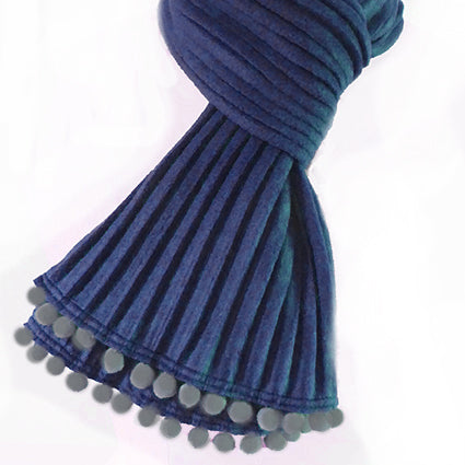 Pom pom scarf - Navy - annafalcke.com