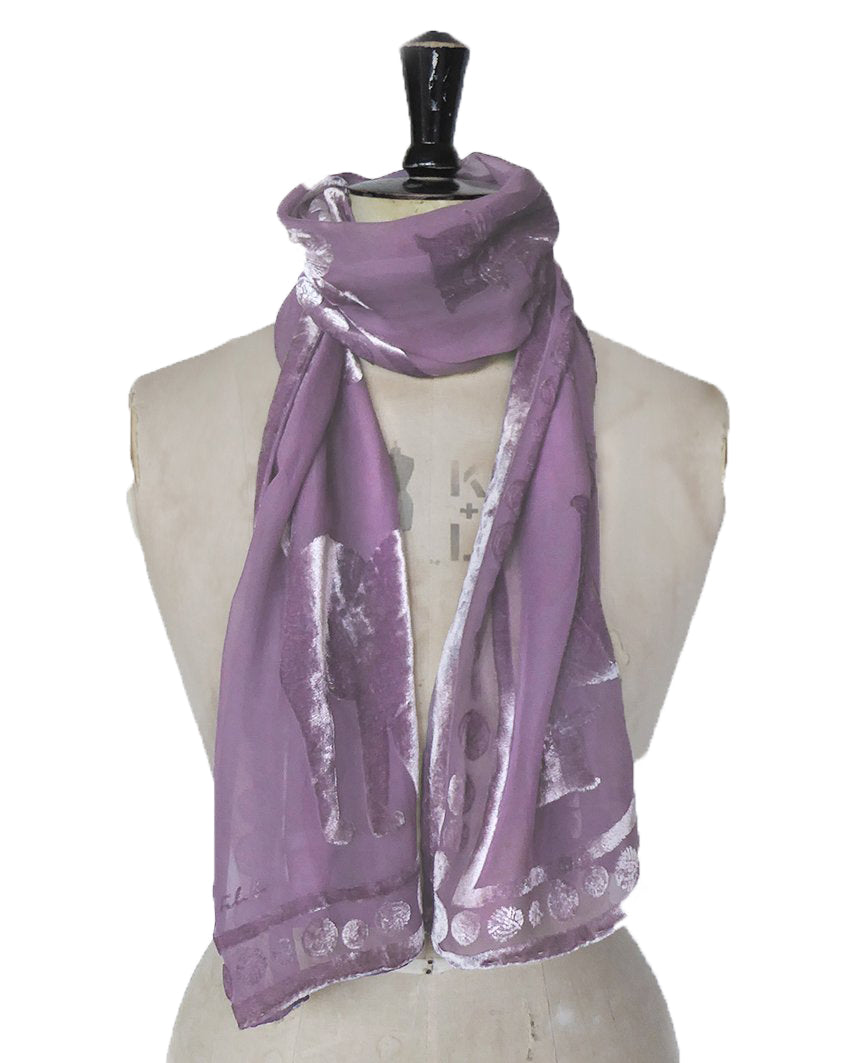 Hand-dyed scarf - Pussycat in Mauve