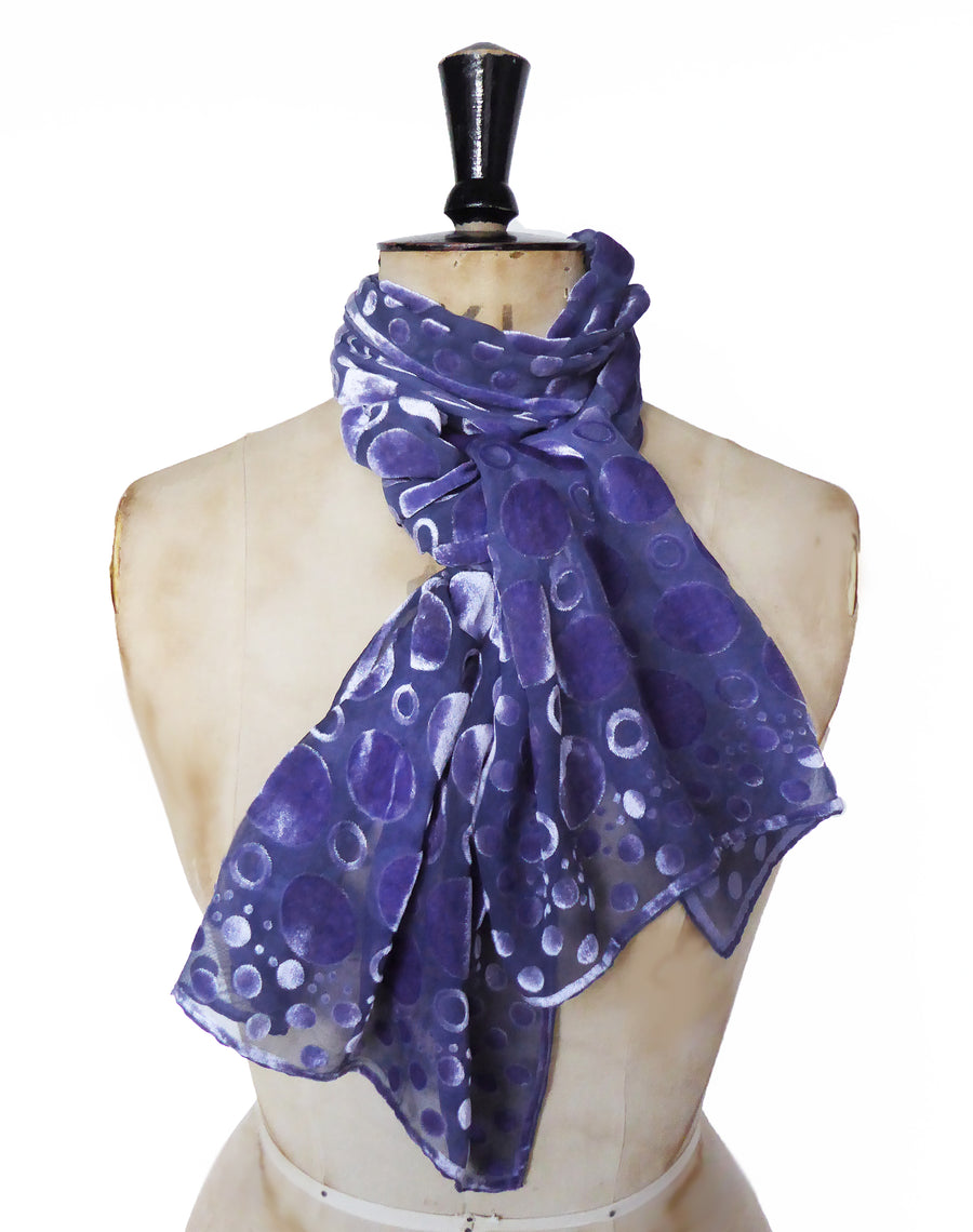 Hand-dyed scarf - Spotty in Blues