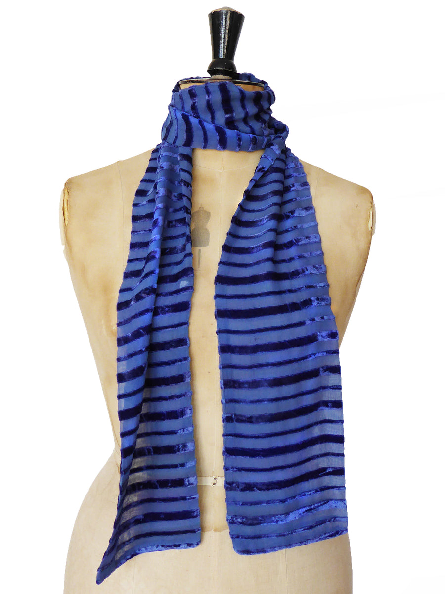 Hand-dyed devore scarf- Stripe