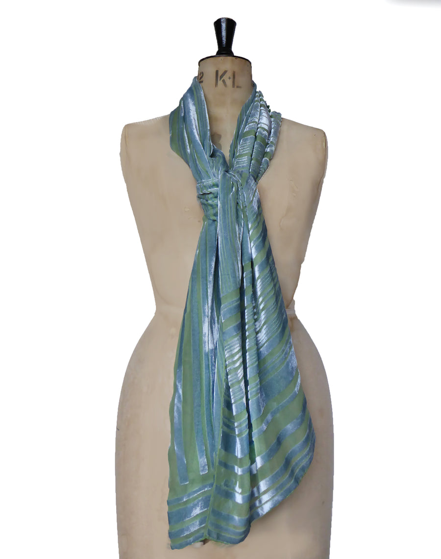 Hand-dyed wrap - Stripey -Greens