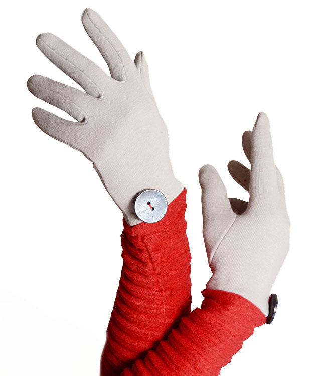 Wristee® long glove - Oatmeal/red - annafalcke.com
