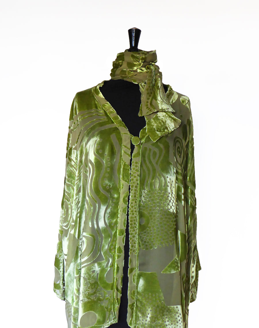 Hand-dyed Jacket - Chartreuse green