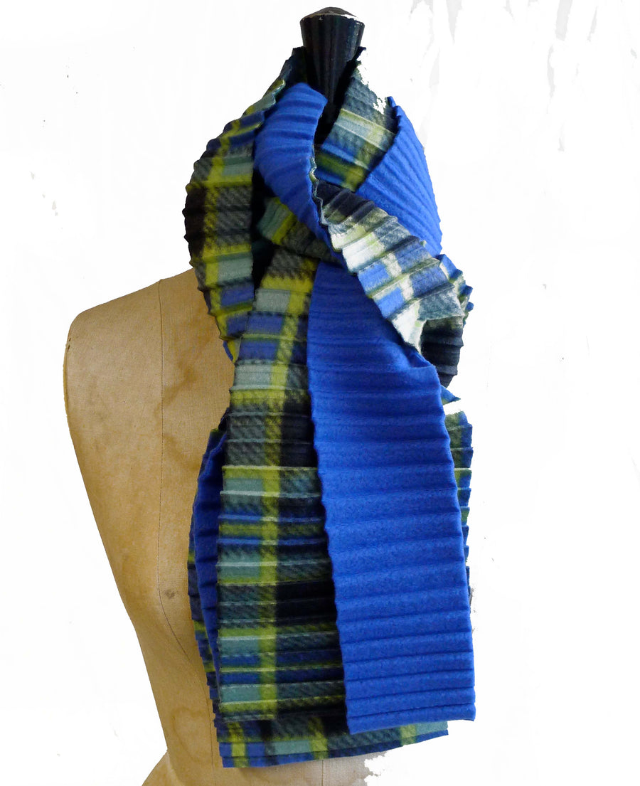 Zigzag scarf  - Green/blue check